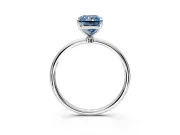 Solitaire Engagement Ring Setting for Fancy Blue Radiant Cut Center with Straight Thin Band and Prong Head in Sterling Silver