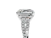 Solitaire Engagement Ring Setting for Asscher Cut Center with Twisted Pave Split Shank and Prong Head in Platinum