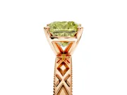 Solitaire Engagement Ring Setting for Fancy Yellow Cushion Cut Center with Milgrain X Pattern Band and Prong Head in Rose Gold