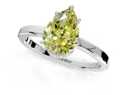 Hidden Halo Engagement Ring Setting for Fancy Yellow Pear-Shaped Center with Wide Flat Plain Band and Prong Head in Platinum