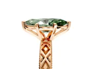 Solitaire Engagement Ring Setting for Fancy Green Marquise Center with Milgrain X Pattern Band and Prong Head in Rose Gold