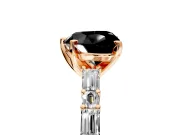 Baguette Engagement Ring Setting for Fancy Black Heart-Shaped Center with Alternating Bar-Set Band and Prong Head in Rose Gold