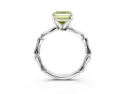 Solitaire Engagement Ring Setting for Fancy Yellow Asscher Cut Center with Bamboo Band and Prong Head in Platinum