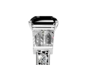 Channel-Set Engagement Ring Setting for Fancy Black Asscher Cut Center with Baguette Band and Prong Head in Platinum