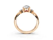 Solitaire Engagement Ring Setting for Pear-Shaped Center with Grooved Bar Accent Band and Prong Head in Rose Gold