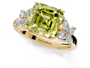 Floral Engagement Ring Setting for Fancy Yellow Asscher Cut Center with Marquise Cluster Shoulders and Prong Head in Yellow Gold