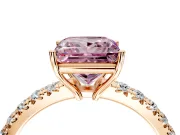 Solitaire Engagement Ring Setting for Fancy Pink Princess Cut Center with Large Accent Band and Prong Head in Rose Gold