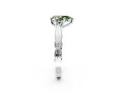Solitaire Engagement Ring Setting for Fancy Green Pear-Shaped Center with Carved Leaf Shoulders and Prong Head in Sterling Silver