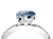 Solitaire Engagement Ring Setting for Fancy Blue Heart-Shaped Center with Milgrain-Edged Pave Band and Prong Head in Platinum