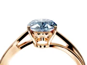 Solitaire Engagement Ring Setting for Fancy Blue Oval Center with Plain Bypass Twist Band and Prong Head in Rose Gold