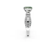 3 Stone Engagement Ring Setting for Fancy Green Radiant Cut Center with Pave Twist Band and Prong Head in Platinum