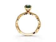 Solitaire Engagement Ring Setting for Fancy Green Emerald Cut Center with Marquise Panel Band and Prong Head in Yellow Gold