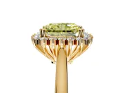 Starburst Halo Engagement Ring Setting for Fancy Yellow Radiant Cut Center with Thin Round-Wire Band and Prong Head in Yellow Gold