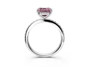 Solitaire Engagement Ring Setting for Fancy Pink Asscher Cut Center with Fine Pave Band and Prong Head in Platinum