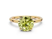 Hidden Halo Engagement Ring Setting for Fancy Yellow Round Cut Center with Thin Rounded Band and Prong Head in Yellow Gold