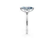 Solitaire Engagement Ring Setting for Fancy Blue Marquise Center with Straight Thin Band and Prong Head in Sterling Silver