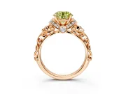 Solitaire Engagement Ring Setting for Fancy Yellow Round Cut Center with Filigree Band and Prong Head in Rose Gold