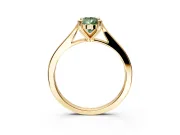 Solitaire Engagement Ring Setting for Fancy Green Pear-Shaped Center with Tapered Shoulders and Prong Head in Yellow Gold