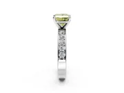 Solitaire Engagement Ring Setting for Fancy Yellow Princess Cut Center with Channel-Set Accents and Prong Head in White Gold