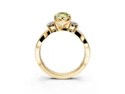 3 Stone Engagement Ring Setting for Fancy Yellow Marquise Center with Pave Twist Band and Prong Head in Yellow Gold
