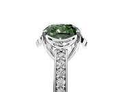 Floral Engagement Ring Setting for Fancy Green Cushion Cut Center with Four Accent Clusters and Prong Head in Platinum