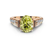 Solitaire Engagement Ring Setting for Fancy Yellow Oval Center with Pave Cathedral Shoulders and Prong Head in Rose Gold