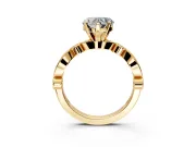 Solitaire Engagement Ring Setting for Heart-Shaped Center with Milgrain Bezel Accents and Prong Head in Yellow Gold