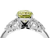 Leaf Cluster Engagement Ring Setting for Fancy Yellow Radiant Cut Center with Marquise Accents and Prong Head in Platinum
