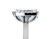 Single Halo Engagement Ring Setting for Fancy Blue Princess Cut Center with Corner Claws, Plain Band and Prong Head in Platinum