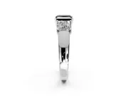 3 Stone Engagement Ring Setting for Fancy Black Princess Cut Center with Raised Basket Heads and Prong Head in White Gold