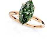 Hidden Halo Engagement Ring Setting for Fancy Green Marquise Center with Thin Rounded Band and Prong Head in Rose Gold