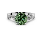 Solitaire Engagement Ring Setting for Fancy Green Round Cut Center with Twisted Pave Split Shank and Prong Head in Sterling Silver