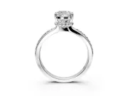 Solitaire Engagement Ring Setting for Cushion Cut Center with Raised Channel Band and Prong Head in Platinum