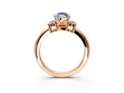 3 Stone Engagement Ring Setting for Fancy Blue Marquise Center with Wide Plain Band and Prong Head in Rose Gold