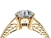 Split Shank Engagement Ring Setting for Round Cut Center with Pave Split Shank and Prong Head in Yellow Gold
