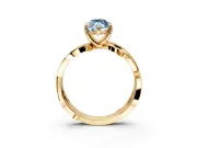 Solitaire Engagement Ring Setting for Fancy Blue Marquise Center with Pave and Plain Crossover Band and Prong Head in Yellow Gold