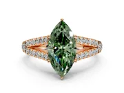 Solitaire Engagement Ring Setting for Fancy Green Marquise Center with Pave Split Shank and Prong Head in Rose Gold