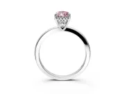 Solitaire Engagement Ring Setting for Fancy Pink Pear-Shaped Center with Fine Wire Band and Prong Head in White Gold