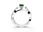 Floral Engagement Ring Setting for Fancy Green Emerald Cut Center with Trailing Marquise Accents and Prong Head in Sterling Silver