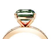 Solitaire Engagement Ring Setting for Fancy Green Asscher Cut Center with Channel Baguette Band and Prong Head in Rose Gold