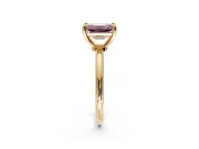 Minimalist Solitaire Engagement Ring Setting for Fancy Pink Emerald Cut Center with Thin Band and Prong Head in Yellow Gold