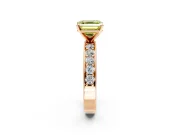 Solitaire Engagement Ring Setting for Fancy Yellow Asscher Cut Center with Channel-Set Accents and Prong Head in Rose Gold