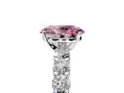 Shared-Prong Engagement Ring Setting for Fancy Pink Oval Center with Graduated Accents and Prong Head in White Gold