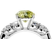 5 Stone Engagement Ring Setting for Fancy Yellow Round Cut Center with Graduated Accents and Prong Head in Platinum