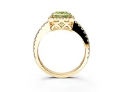 Accent Halo Engagement Ring Setting for Fancy Yellow Princess Cut Center with Full-Length Pave Band and Prong Head in Yellow Gold
