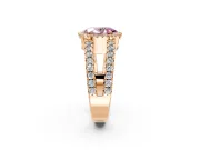 Halo Engagement Ring Setting for Fancy Pink Oval Center with Wide-Open Pave Split Shank and Prong Head in Rose Gold