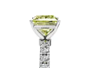 Open Basket Engagement Ring Setting for Fancy Yellow Princess Cut Center with Pave Band and Prong Head in Sterling Silver