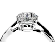 Solitaire Engagement Ring Setting for Round Cut Center with Plain Bypass Twist Band and Prong Head in White Gold