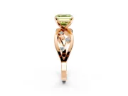 Solitaire Engagement Ring Setting for Fancy Yellow Asscher Cut Center with Criss-Cross Accent Band and Prong Head in Rose Gold