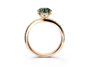 Solitaire Engagement Ring Setting for Fancy Green Round Cut Center with Fine Pave Band and Prong Head in Rose Gold